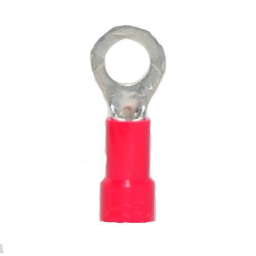 Hillsdale Terminal 50040 Ring Lug Terminal, 22-16 AWG Conductor, 0.88 in Length, Copper Alloy, Red