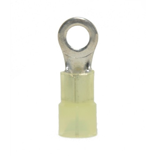 Hillsdale Terminal 50230BZN Ring Lug Terminal, 12-10 AWG Conductor, 1.02 in Length, Brazed Barrel, Copper Alloy, Yellow