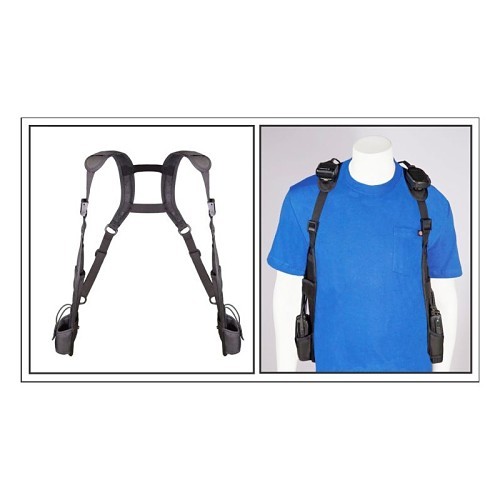 Radio Shoulder Holster, Polyurethane Cordura, Black, Adjustable Universal, 5 to 8.5 in Height, 2-1/2 in Width