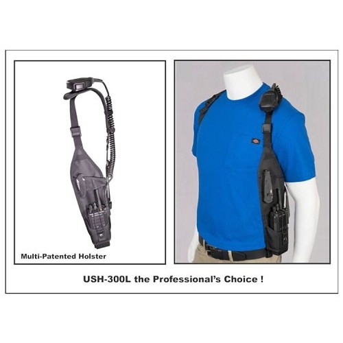 Radio Shoulder Holster, Polyurethane Cordura, Black, Adjustable Universal, 5 to 8.5 in Height, 2-1/2 in Width