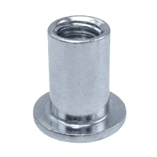 Rivet Nut, Round Body, Aluminum, #10-32 Thread, Clear Protective Coating, 0.594 in Length