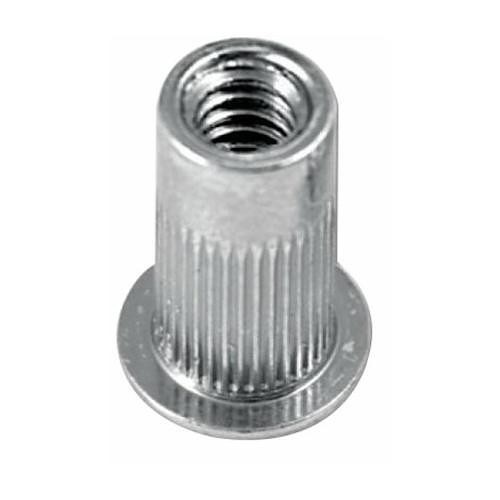 Rivet Nut, Round Body, Steel, M6 x 1 mm Thread, Zinc Yellow Trivalent Chromate, 0.58 in Length