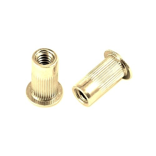 Rivet Nut, Round Body, Steel, M8 x 1.25 mm Thread, Zinc Yellow Trivalent Chromate, 0.805 in Length