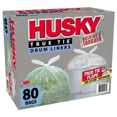 Husky HK55WC080C Trash Bag, 55 gal, Clear