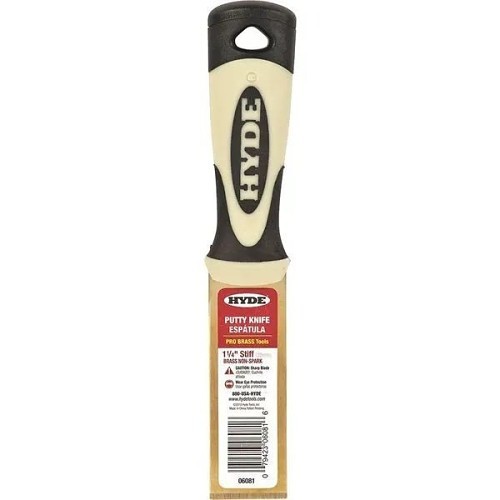 Hyde® 06081 Putty Knife, 1-1/4 in Blade Width, Brass Blade