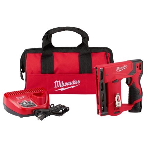 Milwaukee® 2447-21 Flat Kit Crown Stapler Kit, 3/8 in Crown, For Fastener Type: Staples, 7-1/4 in OAL, M18™ REDLITHIUM™ Battery