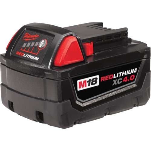 Milwaukee® M18™ REDLITHIUM™ 48-11-1840 Rechargeable Cordless Battery Pack, 4 Ah Lithium-Ion Battery, 18 VDC Charge, For Use With M18™ Cordless Power Tool