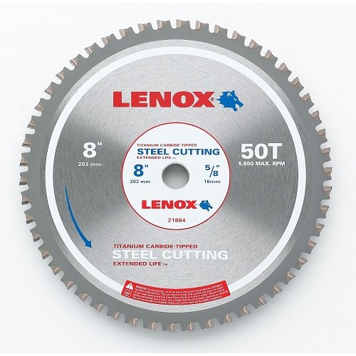 Stanley Black & Decker® Lenox® 21884ST800050CT Circular Saw Blade, 8 in Dia, 5/8 in Arbor, Steel Blade, 50 Teeth