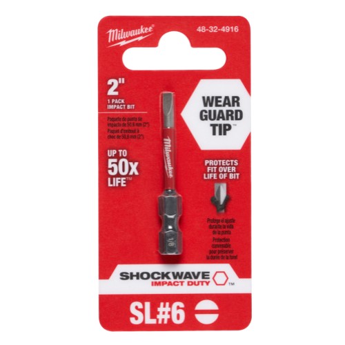 Milwaukee® SHOCKWAVE™ Impact Duty™ 48-32-4916 Impact Power Bit, 1/8 in Slotted Point, 2 in OAL, 1/4 in, Steel