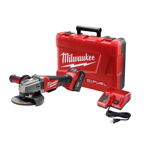 Milwaukee® M18™ FUEL™ 2780-21 Cordless Grinder Kit, 5 in Dia Wheel, 5/8-11 Arbor/Shank, 18 VDC, Lithium-Ion Battery, 1 Battery, No-Lock Paddle Switch