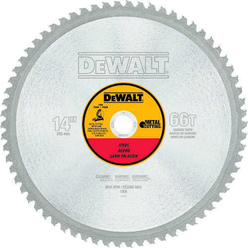 DeWALT® DWA7747 Circular Saw Blade, 14 in Dia x 0.076 in THK, 1 in Arbor, Steel Blade, 66 Teeth