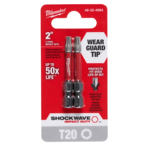 Milwaukee® SHOCKWAVE™ Impact Duty™ 48-32-4984 Impact Power Bit, T20 Torx® Point, 2 in OAL, 1/4 in, Steel