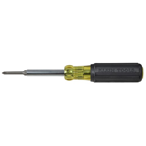 Klein® 32559 Extended Reach Screwdriver, #1, #2, 1/4 in, 3/16 in, 5/16 in Nut Driver/Phillips®/Slotted Point, 9-7/64 in OAL, Rubber Handle