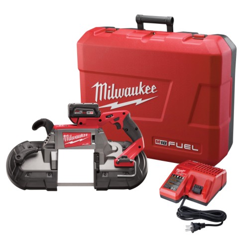 Milwaukee® M18™ FUEL™ 2729-21 Cordless Band Saw Kit, 5 in Cutting, 44.875 in L x 0.5 in W x 0.02 in THK Blade, 18 VDC, 5 Ah Lithium-Ion Battery