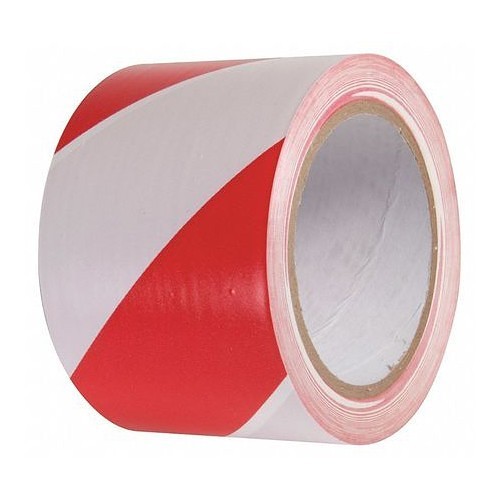 INCOM® VHT311 Marking Tape, 54 ft Length, 3 in Width, 5.5 mil Thickness, Red/White, rubber Adhesive, PVC Backing