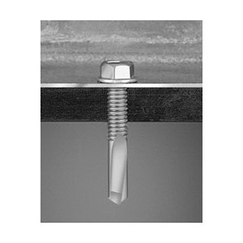 ITW Buildex 1072000 Self-Drilling Screw, #12-24, 2 in OAL, Hex Head, Hex/Unslotted Drive, Carbon Steel, Climaseal®, Teks® Point, C1022 Grade