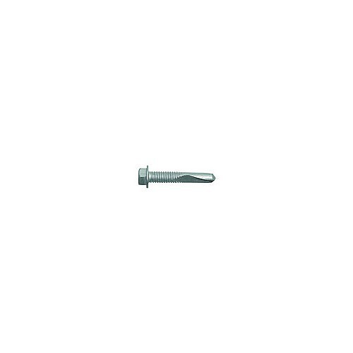 ITW CCNA '1590000 Self Drilling Screw, Imperial, 1/4 in-20 Diameter - Thread Size, 8 in Overall Length, Hex Washer Head, Carbon Steel, Climaseal, Tek Point, Grade C1022