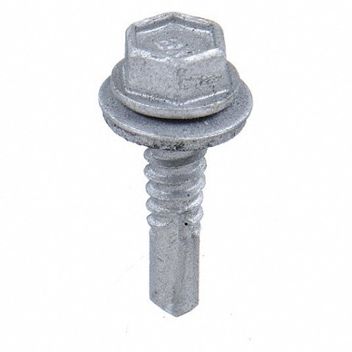 ITW CCNA 1019000 Self Drilling Screw, Imperial, #14-14 Diameter - Thread Size, 1-1/2 in Overall Length, Hex Washer Head, External Hex Drive, Carbon Steel, Climaseal, Tek Point, Grade C1022, 3/8 in Drive