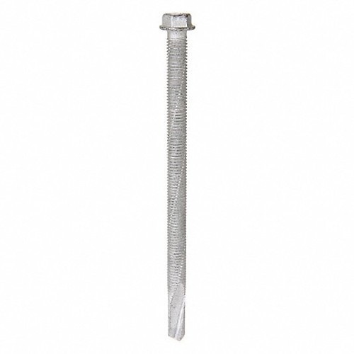 ITW CCNA 1075000 Self Drilling Screw, Imperial, 1/4 in- 20 Diameter - Thread Size, 4 in Overall Length, Hex Washer Head, External Hex Drive, Carbon Steel, Climaseal, Tek Point, Grade C1022, 5/16 in Drive