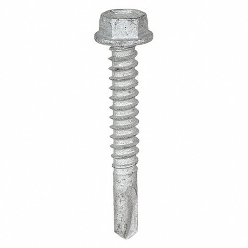 ITW CCNA 1123000 Self Drilling Screw, Imperial, #12-14 Diameter - Thread Size, 1-1/2 in Overall Length, Hex Washer Head, External Hex Drive, Carbon Steel, Climaseal, Tex Point, Grade C1022, 5/16 in Drive