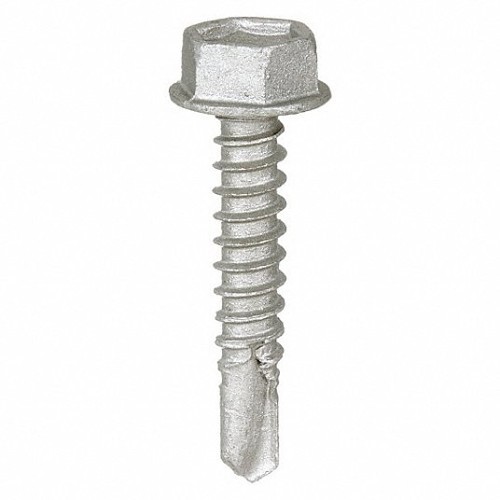 ITW CCNA 1127000 Self Drilling Screw, Imperial, #10-16 Diameter - Thread Size, 5/8 in Overall Length, Hex Washer Head, External Hex Drive, Carbon Steel, Climaseal, Tex Point, Grade C1022, 5/16 in Drive