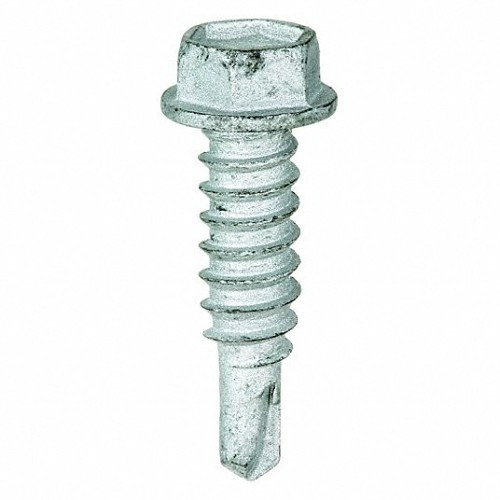 ITW CCNA 1399000 Self Drilling Screw, Imperial, #14-14 Diameter - Thread Size, 7/8 in Overall Length, Hex Washer Head, External Hex Drive, Carbon Steel, Climaseal, Tek Point, 5/16 in Drive