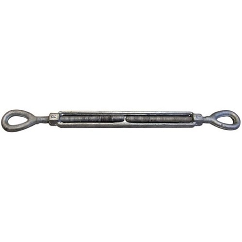 Indusco 93900141 Eye Turnbuckle, Eye/Eye End/End, 1/2 in Thread Diameter, 2200 lb Working Load, 6 in Take Up, 13.08 in Closed Length