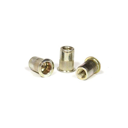 Industrial Rivet & Fastener 25C2IKFSY Rivet Nut, Low Profile Head, Knurled Body, Steel, 1/4-20 in, Zinc Yellow Dichromate