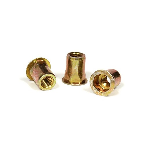 Industrial Rivet & Fastener 37C2IHFSY Rivet Nut, Low Profile Head, Half Hex Body, Steel, 3/8-16 in, Zinc Yellow Dichromate, 0.845 in Length