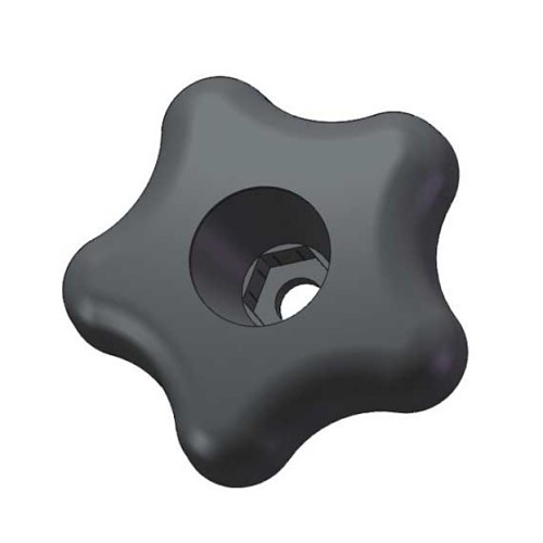 Innovative Components GNH1-HEX5SA Hand Knob, 2-1/4 in Dia, 1 in Length, 1/4 in Thread, Plastic Hex Hole