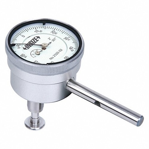 Insize 2320-02 Back Plunger Dial Indicator, 0 - 0.2 in, 0 To 100 Dial, Graduations: 0.001 in, 1.66 in Dial