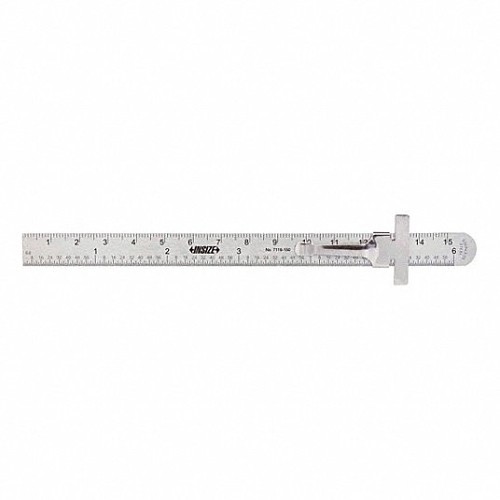 Insize 7119-150 Pocket Rule, Graduations: 1/64 in, 1Mm, 6 in, Stainless Steel, Satin Chrome