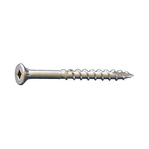 Deck Screw, #8 Screw, 2 in Overall Length, 305 Stainless Steel, Square Drive, Plain