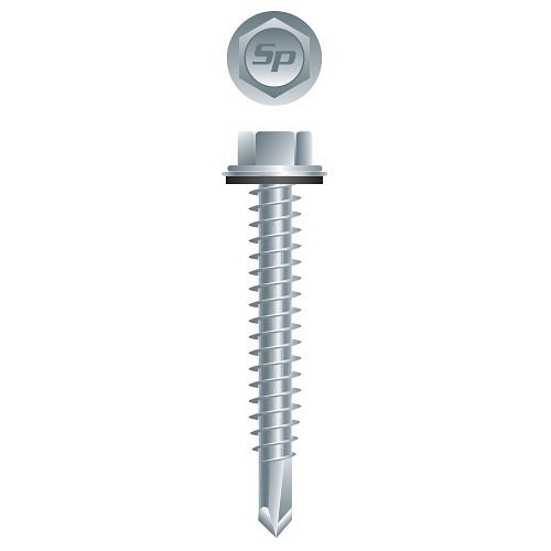 Intercorp HA1420 Self Drilling Screw, Measurement System: Imperial, #14-4, 1-1/4 in Overall Length, Steel, Zinc Plated, Strong Point