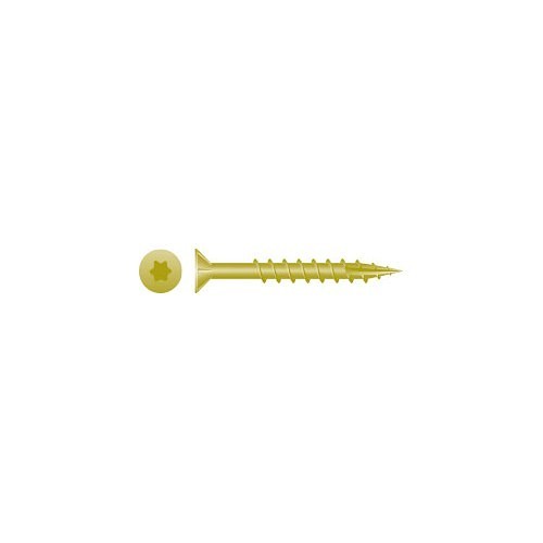 Intercorp XT815Y Wood Screw, Imperial, #8, 1-5/8 in Overall Length, Flat Head, Star Drive, Zinc