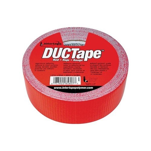 Intertape 1119015 Duct Tape, 60 in Length, 1.88 in Width, 9 mil Thickness, rubber Adhesive, Polyethylene Coated Cloth Backing, Red