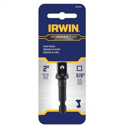 Irwin® IWAF36238 Socket Adapter, Manganese Phosphate, Hex x Square Drive, 3/8 in Male Drive, Alloy Steel