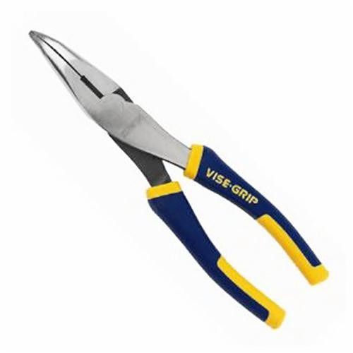 Irwin® Vise-Grip® 2078226 Long Nose Plier With Side Cutter, Bent/Serrated Nickel Chromium Steel Jaw, 1-9/16 in L x 23/32 in W Jaw, 6 in OAL, 1/8 in W Tip