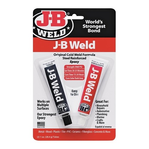 J-B Weld 1576743 Epoxy Adhesive, Cold Weld, 2 oz, Tube, Dark Gray, 15-24 hr Curing