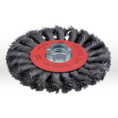 JAZ 78052 Wheel Brush, 4-1/2 in Brush Dia, 1/2 in Face Width, 0.02 in Filament/Wire Diameter, Twisted Knot, 5/8-11 in Arbor Hole