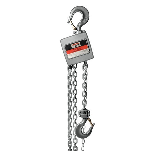 JET® 133121 AL100 Aluminum Hand Manual Chain Hoist, 1.5 ton Load, 10 ft H Lifting, 13-13/16 in Min Between Hooks, 2-1/16 in Hook Opening, 72 lb Rated