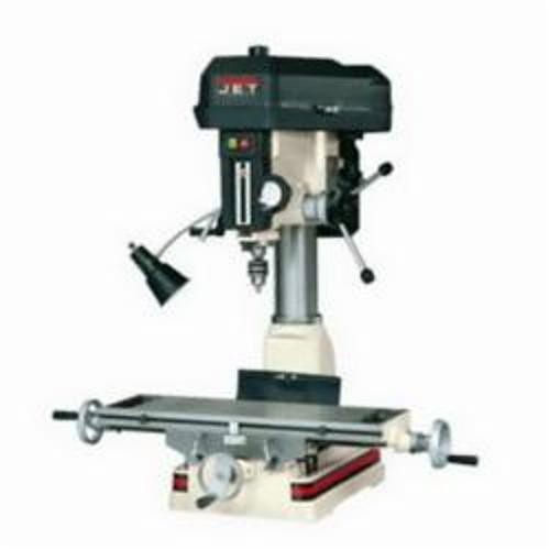 JET® 350018 Mill/Drill Machine, 2 hp, 115/230 VAC, 9-1/2 in L x 32-1/4 in W Table, 20-1/2 in Longitudinal Travel, Step Pulley Speed Control, R-8 Spindle