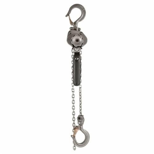 JET® JLH-25-5 Compact Heavy Duty Lever Chain Hoist, 500 lb Load, 5 ft H Lifting, 45 lb Rated, 5 ft Chain, 0.83 in Hook