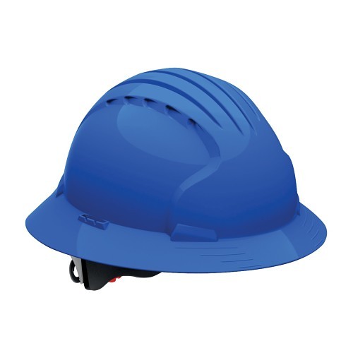 JSP® 280-EV6161-50 Evolution® 6161 Deluxe Full Brim Non-Vented Hard Hat, SZ 6-5/8 Fits Mini Hat, SZ 8 Fits Max Hat, HDPE, 6-Point Suspension, ANSI Electrical Class Rating: Class E, ANSI Impact Rating: Type I, Wheel Ratchet Adjustment