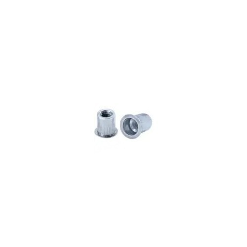 RN1024130FLR Ribbed Rivet Nut, #10-24 Thread, 0.475 in Overall Length, 18-8 Stainless Steel, 0.020 to 0.130 in Grip Range