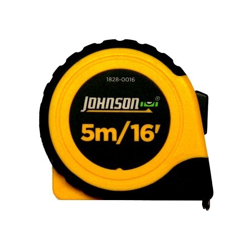 Johnson 1828-0016 Measuring Tape, 16 ft Blade Length, 3/4 in Blade Width, Imperial/Metric Measuring System, 1/16 in Graduations