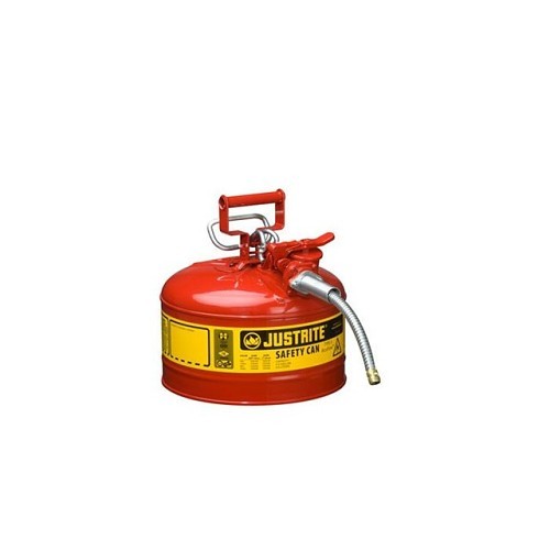 Justrite® 400-7225120 Safety Can, 2-1/2 gal, 11-3/4 in Dia, 12 in Height, Galvanized Steel, Red