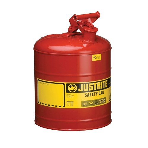 Justrite® 680710 Safety Can, 5 gal, 11-3/4 in Dia, 16-7/8 in Height, Steel, Red