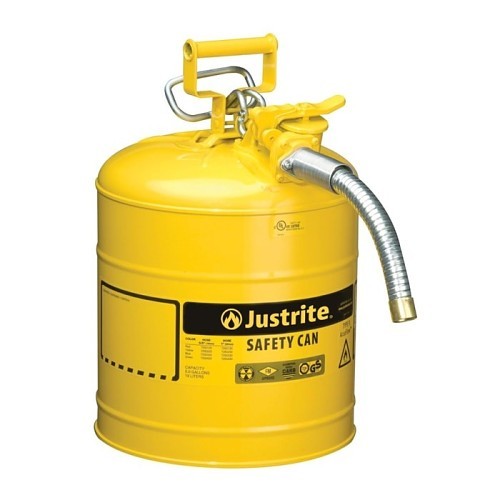 Justrite® 7250230 Safety Can, 5 gal, 11-1/2 in Dia, 18 in Height, Steel, Yellow