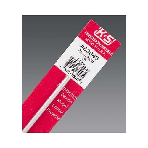 K&S Metals KS83043 Aluminum Rod, Aluminum, 1/8 in Dia, 12 in Length